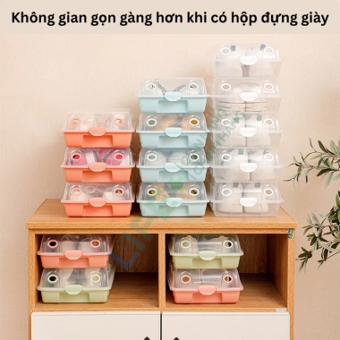 Hộp Đựng Giày Nhựa Cứng Bền Bỉ, Trong Suốt, Lắp Ráp Dễ Dàng, Đa Năng Gọn Gàng 6