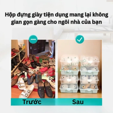 Hộp Đựng Giày Nhựa Cứng Bền Bỉ, Trong Suốt, Lắp Ráp Dễ Dàng, Đa Năng Gọn Gàng 7