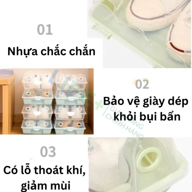 Hộp Đựng Giày Nhựa Cứng Bền Bỉ, Trong Suốt, Lắp Ráp Dễ Dàng, Đa Năng Gọn Gàng 9
