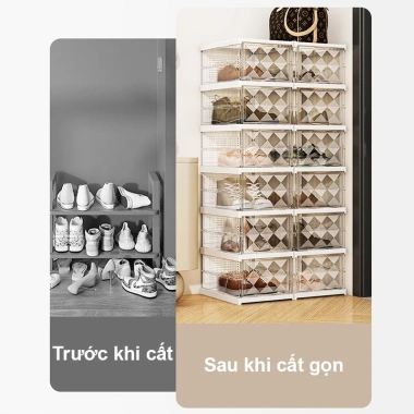 Hộp Đựng Giày Nhựa Cứng, Tủ Giày Gấp Gọn, Kệ Giày PS+PP Bền Đẹp, Giá 119.000 VND 9