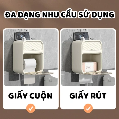 Hộp đựng giấy vệ sinh 2 tầng treo tường đa năng BOLI HOUSE - Giá chỉ 56.250₫