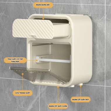 Hộp đựng giấy vệ sinh 2 tầng treo tường đa năng BOLI HOUSE - Giá chỉ 56.250₫