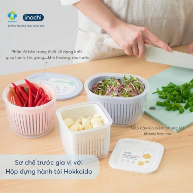 Hộp đựng hành tỏi inochi - Giữ tươi tới 3 tháng, chịu nhiệt 20C-120C, chính hãng, giá ưu đãi 26.539 VND 8