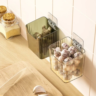 Hộp đựng hành tỏi nhựa chống ẩm mốc, kèm miếng dán treo tường, gọn gàng trong tủ lạnh - Giá chỉ 17.638₫ 7