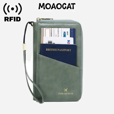 Hộp đựng hộ chiếu chống trộm RFID khóa kéo đa chức năng bảo vệ an toàn
