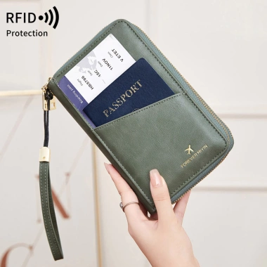 Hộp đựng hộ chiếu chống trộm RFID khóa kéo đa chức năng bảo vệ an toàn