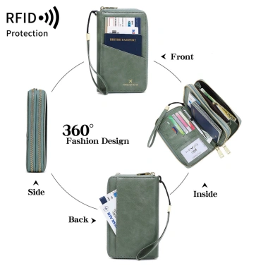Hộp đựng hộ chiếu chống trộm RFID khóa kéo đa chức năng bảo vệ an toàn