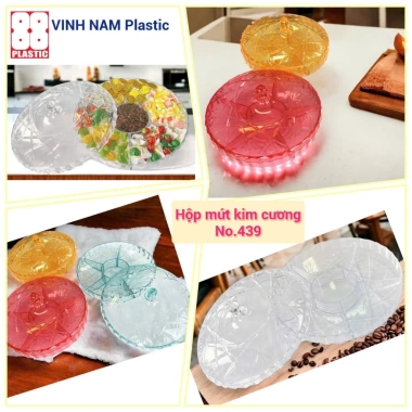 Hộp Đựng Mứt Tết Kim Cương Vinh Nam - Nhựa Sang Trọng, Khay Bánh Kẹo, Giá 110k