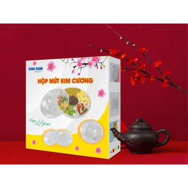 Hộp Đựng Mứt Tết Kim Cương Vinh Nam - Nhựa Sang Trọng, Khay Bánh Kẹo, Giá 110k