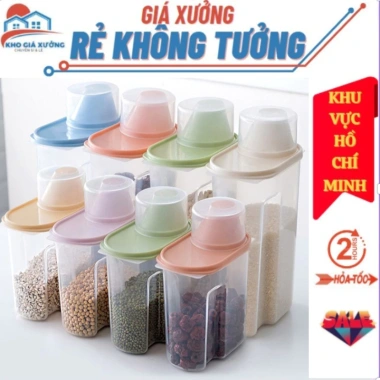 Hộp Đựng Ngũ Cốc Hạt Khô Nhựa PP 1.9/2.5L - Bảo Quản Thực Phẩm Tránh Ẩm Mốc Giá Xưởng 34.900đ