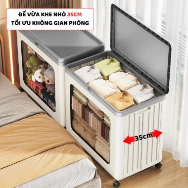 Hộp Đựng Quần Áo Gấp Gọn Cỡ Lớn Bánh Xe Nắp Đậy Kín Đáo Chống Bụi Bẩn Q431 311k