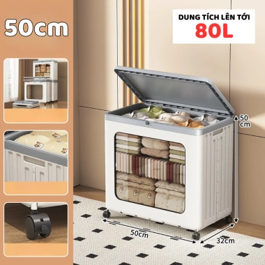 Hộp Đựng Quần Áo Gấp Gọn Cỡ Lớn Bánh Xe Nắp Đậy Kín Đáo Chống Bụi Bẩn Q431 311k