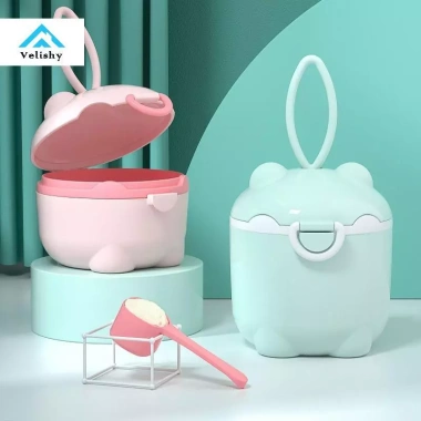 Hộp đựng sữa di động Velishy Cartoon có thìa - tiện lợi cho bé du lịch, chỉ 61.722₫