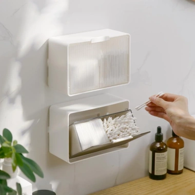 Hộp đựng tăm bông, bông tẩy trang nhựa HIPS treo tường - Giá 24,800 VND 3 Hộp đựng tăm bông, bông tẩy trang nhựa HIPS treo tường - Giá 24,800 VND 3