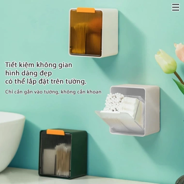 Hộp đựng tăm bông, bông tẩy trang nhựa HIPS treo tường - Giá 24,800 VND