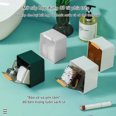 Hộp đựng tăm bông, bông tẩy trang nhựa HIPS treo tường - Giá 24,800 VND 5 Hộp đựng tăm bông, bông tẩy trang nhựa HIPS treo tường - Giá 24,800 VND 5