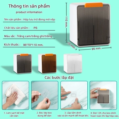 Hộp đựng tăm bông, bông tẩy trang nhựa HIPS treo tường - Giá 24,800 VND