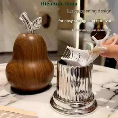 Hộp đựng tăm bông hình quả lê, dung lượng lớn, chống bụi và chống ẩm - Giá 68.000đ