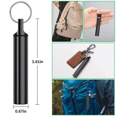 Hộp đựng tăm HABELY 3 chiếc Đen Bạc Đỏ nhôm, 3,8 x 0,67 inch - Dùng ngoài trời, du lịch cắm trại, 35.970 VND