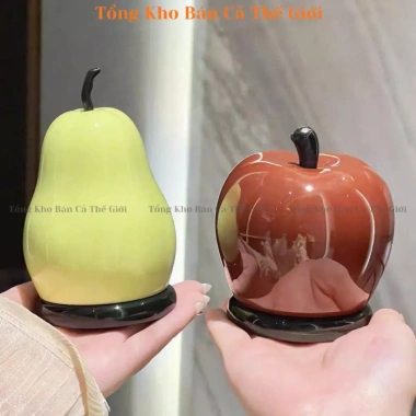 Hộp đựng tăm hình quả táo lê tráng men sáng bóng có nắp - Bàn phòng khách 31.999₫