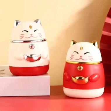 Hộp Đựng Tăm Mèo Thần Tài Nút Nhấn Tự Động - Trang Trí Bàn Ăn Sang Trọng