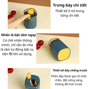 Hộp Đựng Tăm Nhấn Tự Động Cao Cấp Chống Bụi – Lấy Tăm Một Tay Tiện Lợi, Giá 11.662₫