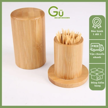 Hộp đựng tăm tre GU DECOR WOODEN - Phụ kiện bàn ăn an toàn, thiết kế gỗ sang trọng, chỉ 55.000₫