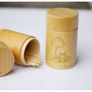 Hộp Đựng Tăm Tre Khắc Họa Tiết - Thiết Kế Thân Thiện Môi Trường, Giá 65.000 VND