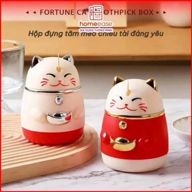 Hộp Đựng Tăm Tự Động Mèo Thần Tài May Mắn, Dễ Thương Tiện Lợi Cho Gia Đình 3 Hộp Đựng Tăm Tự Động Mèo Thần Tài May Mắn, Dễ Thương Tiện Lợi Cho Gia Đình 3
