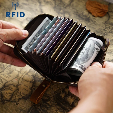 Hộp đựng thẻ da bò Organ dung lượng lớn, khe cắm đa thẻ RFID, chống trộm, giá 193.598₫ 6