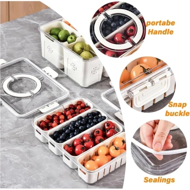 Hộp đựng thực phẩm 4 ngăn cao cấp – bảo quản rau củ, size to và nhỏ, giá ưu đãi 99k