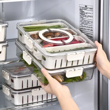 Hộp đựng thực phẩm 4 ngăn cao cấp – bảo quản rau củ, size to và nhỏ, giá ưu đãi 99k