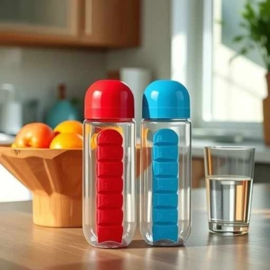 Hộp đựng thuốc 2 trong 1 chai nước du lịch 7 phần tháo rời - Di động, chống rò rỉ, giao hàng 24h 2