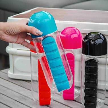 Hộp đựng thuốc 2 trong 1 chai nước du lịch 7 phần tháo rời - Di động, chống rò rỉ, giao hàng 24h 4