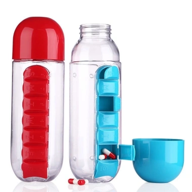 Hộp đựng thuốc 2 trong 1 chai nước du lịch 7 phần tháo rời - Di động, chống rò rỉ, giao hàng 24h 7