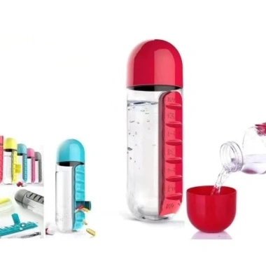 Hộp đựng thuốc 2 trong 1 chai nước du lịch 7 phần tháo rời - Di động, chống rò rỉ, giao hàng 24h 9