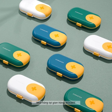 Hộp Đựng Thuốc Mini KOOBEE NT08: Chống Ẩm, 4 Ngăn, Kèm Dao Cắt, Gọn Nhẹ Dễ Mang Đi Làm Du Lịch