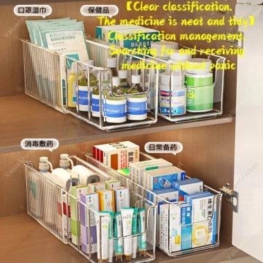 Hộp đựng thuốc mở rộng, giá lưới tháo rời, tủ sơ cứu trong suốt đa chức năng, dung lượng lớn - 287k COD 7