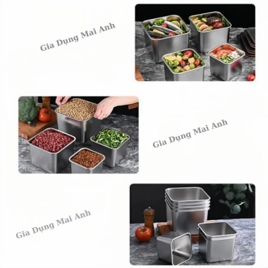 Hộp đựng topping inox 304 nắp đậy - Buffet đa năng 900ml-4.000ml, giá chỉ 55.000₫ 4