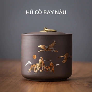 Hộp đựng trà gốm tử sa cỡ lớn, hũ trà họa tiết mạ ánh kim nắp khít cao cấp Mihoo Tea – Giá chỉ 18.700₫ 5