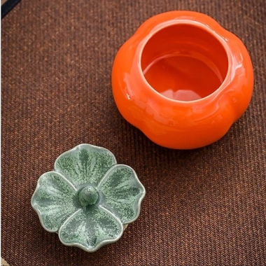 Hộp gốm sứ đựng trà, gia vị decor nhà cửa hình quả hồng - Giá 53.999đ