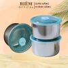 Hộp Inox 304 Đựng Thực Phẩm Khay Tròn Nắp Đậy Giữ Nhiệt Thoát Hơi Tiện Lợi RIEM 3