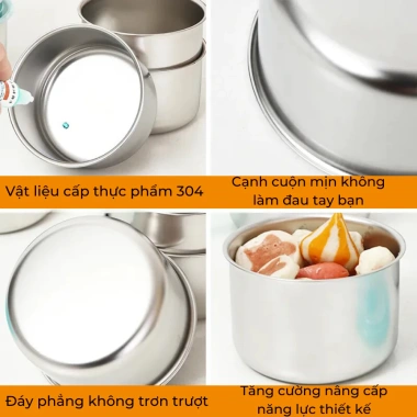 Hộp Inox 304 Đựng Thực Phẩm Khay Tròn Nắp Đậy Giữ Nhiệt Thoát Hơi Tiện Lợi RIEM 5