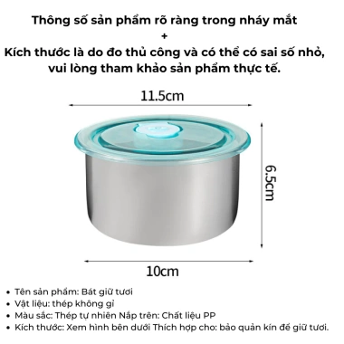 Hộp Inox 304 Đựng Thực Phẩm Khay Tròn Nắp Đậy Giữ Nhiệt Thoát Hơi Tiện Lợi RIEM 7