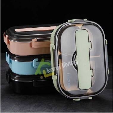 Hộp Inox Đựng Cơm BUNA Chia Ngăn Giữ Nhiệt Kèm Thìa Đũa và Bát Canh Dùng Văn Phòng 66k