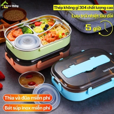 Hộp Inox Đựng Cơm BUNA Chia Ngăn Giữ Nhiệt Kèm Thìa Đũa và Bát Canh Dùng Văn Phòng 66k 7 Hộp Inox Đựng Cơm BUNA Chia Ngăn Giữ Nhiệt Kèm Thìa Đũa và Bát Canh Dùng Văn Phòng 66k 7