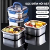 Hộp inox không gỉ 1.800ml – Đựng thực phẩm tủ lạnh, ngăn mùi, nắp đậy tay xách 2