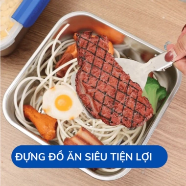 Hộp inox không gỉ 1.800ml – Đựng thực phẩm tủ lạnh, ngăn mùi, nắp đậy tay xách 5