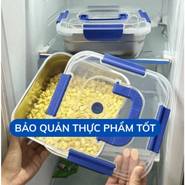 Hộp inox không gỉ 1.800ml – Đựng thực phẩm tủ lạnh, ngăn mùi, nắp đậy tay xách 7