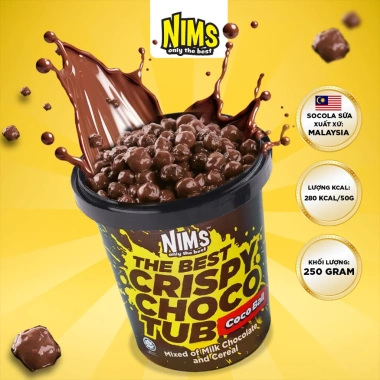 Hộp Lớn 250g Sô Cô La Sữa Nims Giòn Tan, Hạt Viên Tròn Coco Ball Malaysia